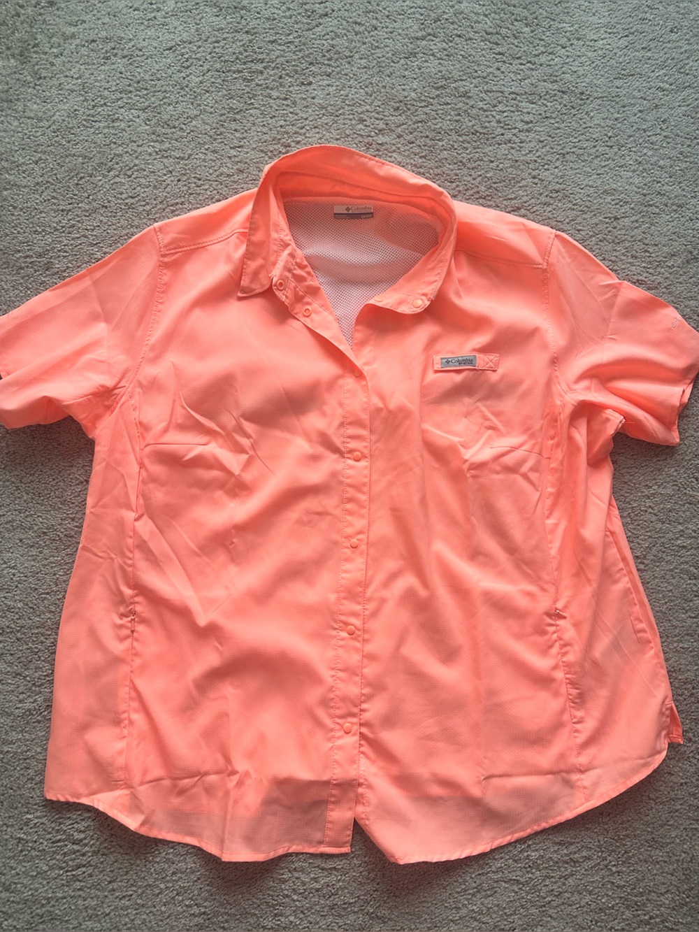 Columbia Neon Coral Button-Up fishing outdoors shirt 2XL